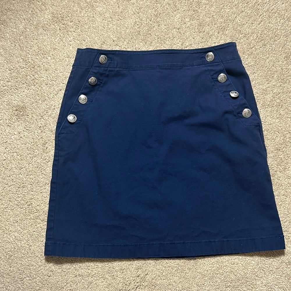 Loft Navy Sailor Skirt with Button Detail Size 6